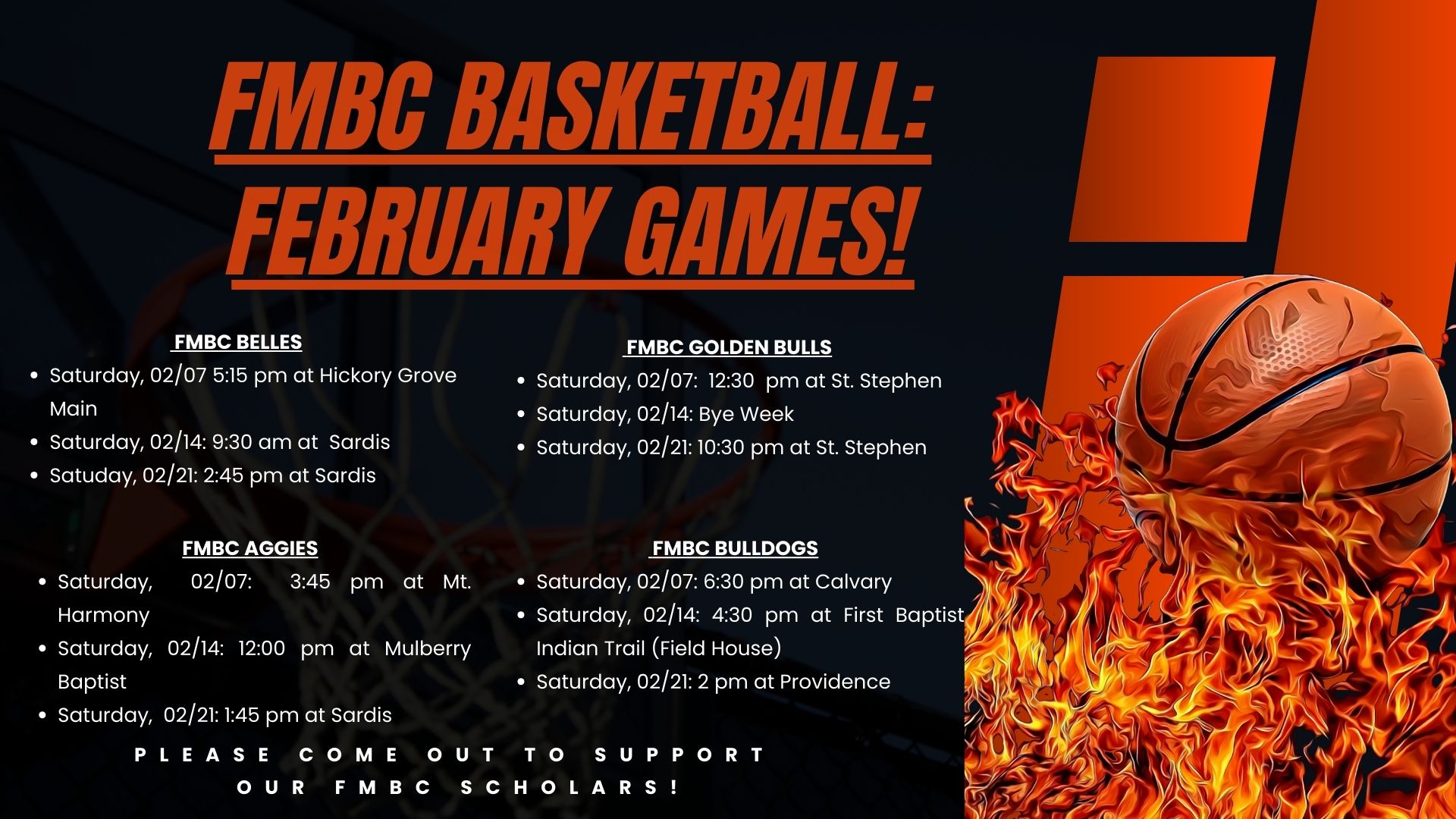 FMBC Basketball February Schedule